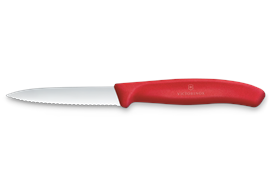 Swiss Classic, Gemüsemesser, 8cm, wellen, mittelspitz, rot