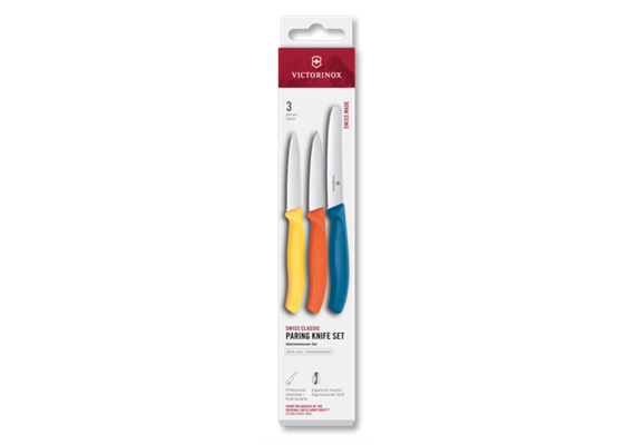 Swiss Classic, Gemüsemesser Set, 3tlg, gerade/wellen, gelb/orange/blau, box