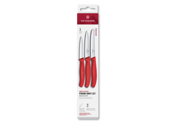 Swiss Classic, Gemüsemesser Set, 3tlg, gerade/wellen, rot, box