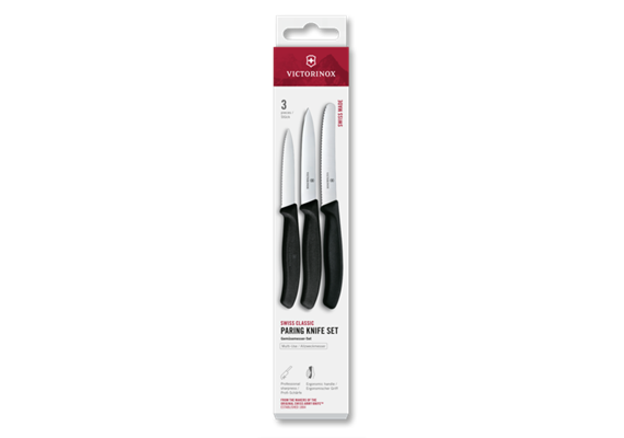 Swiss Classic, Gemüsemesser Set, 3tlg, gerade/wellen, schwarz, box