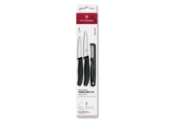 Swiss Classic, Gemüsemesser Set mit I-Schäler, 3tlg, schwarz, box