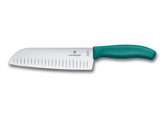 Swiss Classic, Santokumesser, 17cm, gerade, fluted, grün, blister