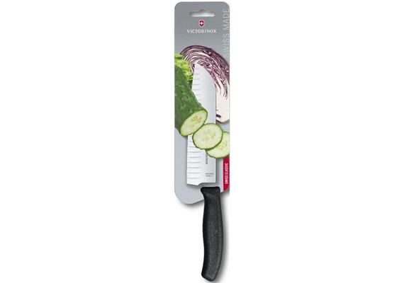 Swiss Classic, Santokumesser, 17cm, gerade, fluted, schwarz, blister