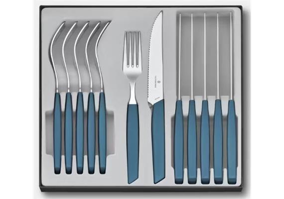 Swiss Modern Besteck-Set, 12-teilig, kornblumen-blau, Steakmesser