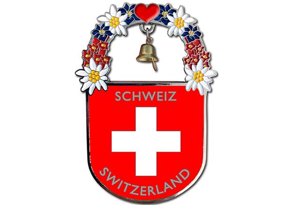 Switzerland Glocke Magnet mit Blumenkranz