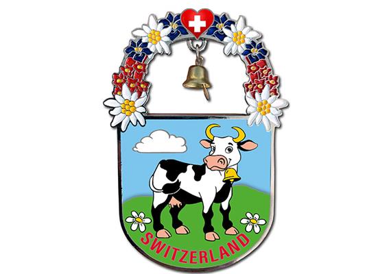 Switzerland Kuh Glocke Magnet mit Blumen