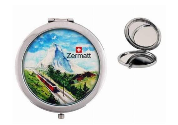 Taschenspiegel Metall mit Ansicht Zermatt