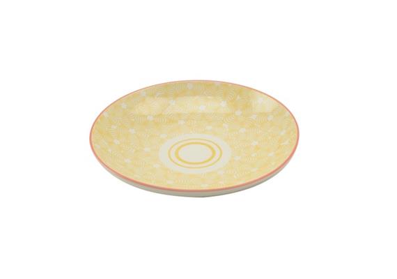 Teller gelb 21.5cm Rand rot