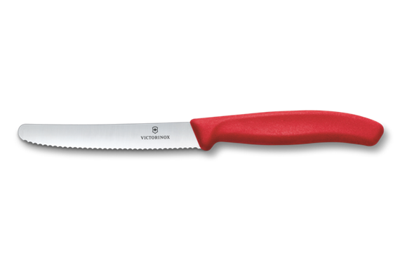 Tomatenmesser SwissClassic, rund, Well., rot GGC