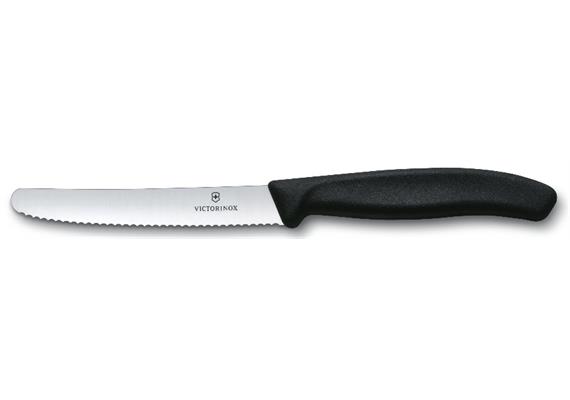 Tomatenmesser SwissClassic, rund, Well., schwarz