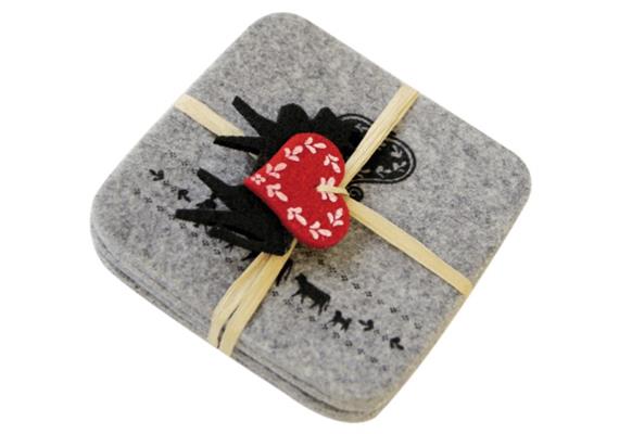 Untersetzer Alpaufzug Filz 4 Stück 10x10 cm