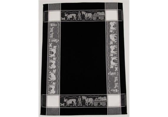 Waffeltuch Alpaufzug schwarz/weiss Zermatt