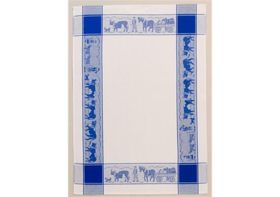 Waffeltuch Alpaufzug weiss/blau Zermatt