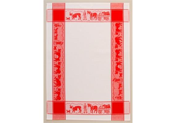 Waffeltuch Alpaufzug weiss/rot Zermatt Waffeltuch Alpaufzug weiss/rot Zermatt