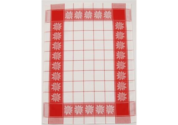 Waffeltuch Edelweiss weiss/rot
