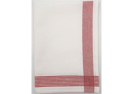 Waffeltuch weiss, Streifen rot 50x70cm Alpenblume