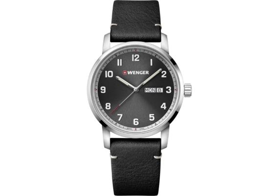 Wenger Attitude d:42mm grey dial, black leather