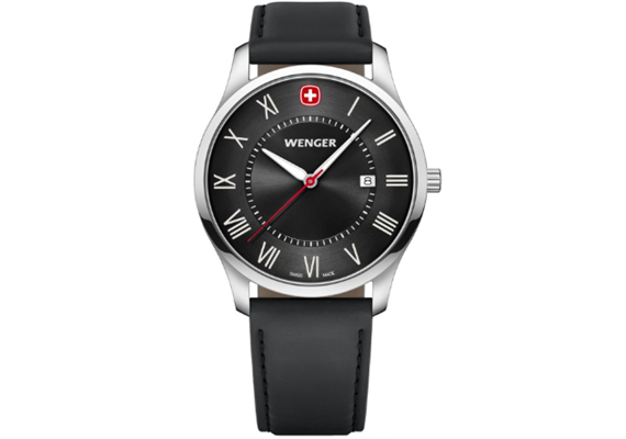 Wenger City Classic 42, SIR, BLK dial, BLK leather