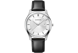 Wenger City Classic d:43mm white silver dial, black padded leather