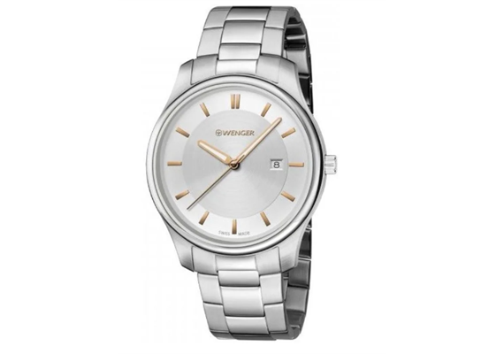 Wenger City Classic d:43mm white silver dial, stainless steel metal strap