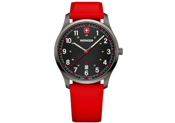 Wenger City Sport 42, BKI, BLK dial, RED silicone