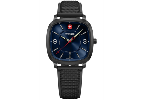 Wenger Vintage Sport 37, BLK, BLE dial, BLK silic