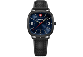 Wenger Vintage Sport 37, BLK, BLE dial, BLK silic