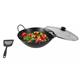 Wok, Stahl, Ø 35 cm, mit 2 Griffen, Glasdeckel