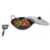Wok, Stahl, Ø 35 cm, mit 2 Griffen, Glasdeckel