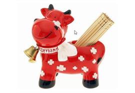 Zahnstocher Kuh Porzellan rot mit Glocke